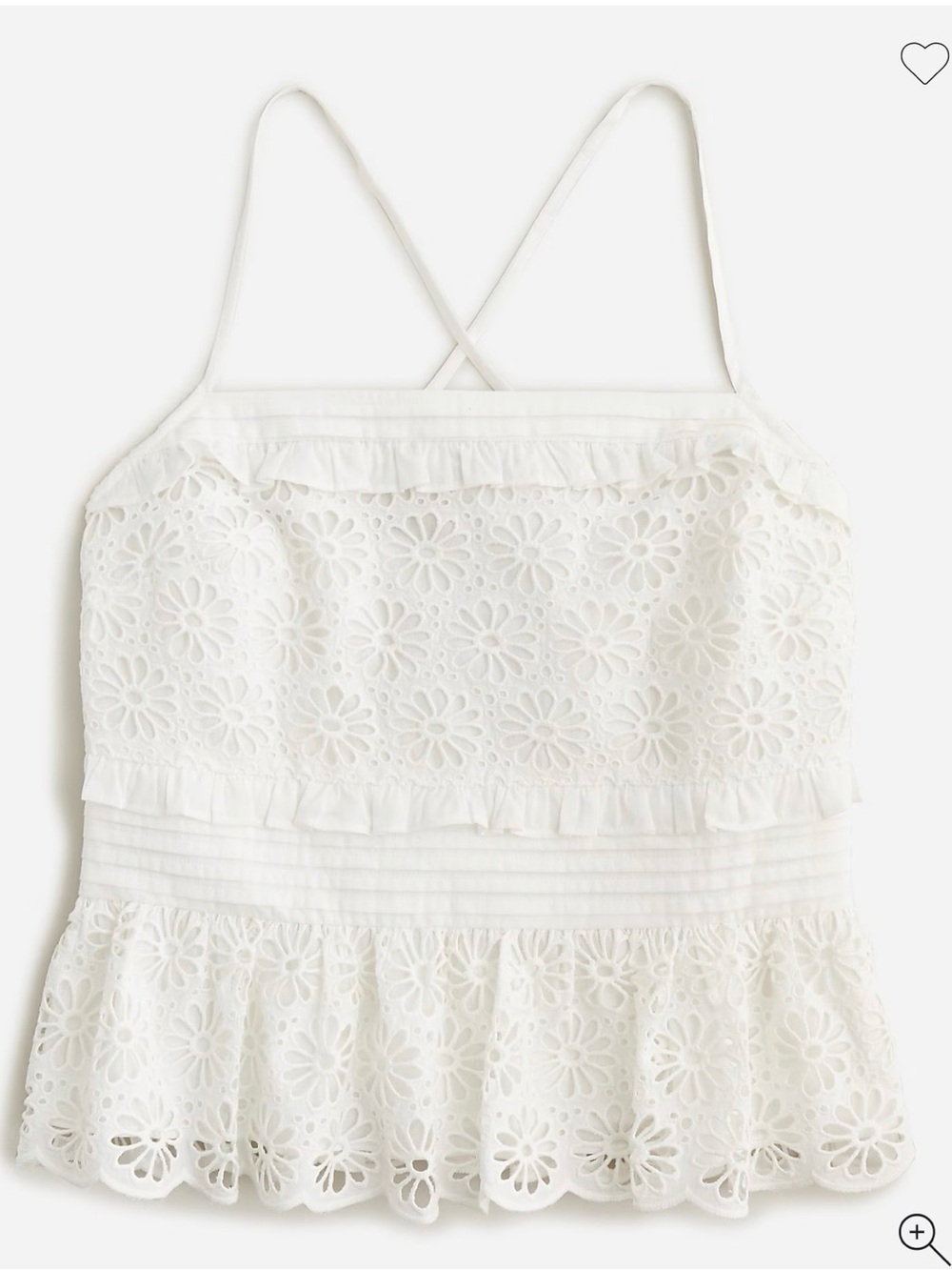 J. Crew White Cross Backed Smocked - Waist Eyelet Top